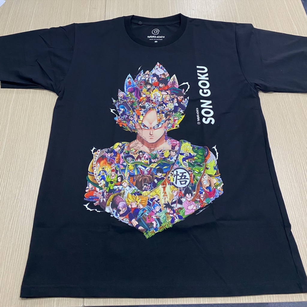 Áo thun trơn Unisex chất liệu cotton 100% nam nữ in hình Goku màu L2 trong manga/anime Dragon Ball