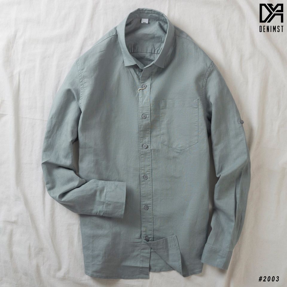 Áo sơ mi nam cổ bẻ dài tay DENIMST vải đũi thoáng mát,mềm mại, form regular fit 2003 | BigBuy360 - bigbuy360.vn