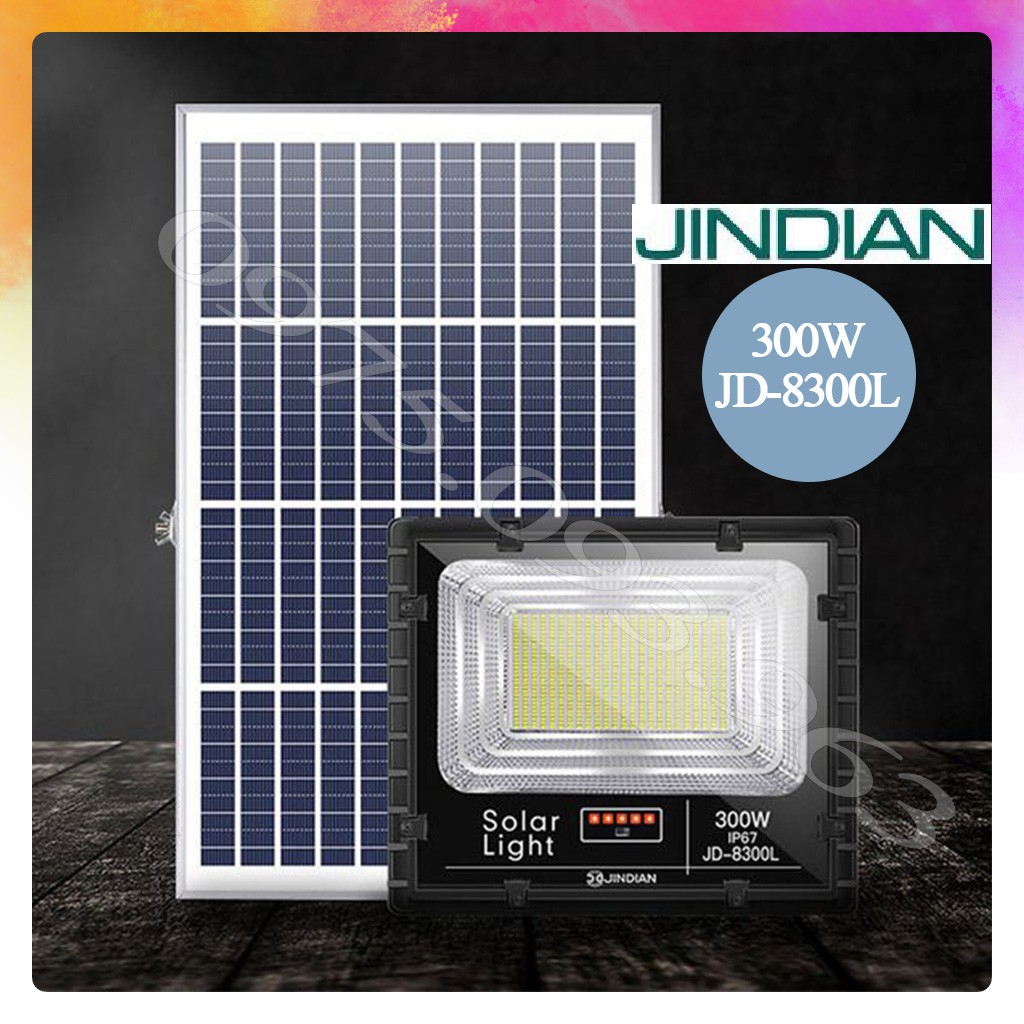 [JINDIAN - 300W] Đèn Năng Lượng Mặt Trời JinDian JD-8300L Công Suất 300W, Khung Nhôm, Chip Led "SMD"- BH 03 Năm