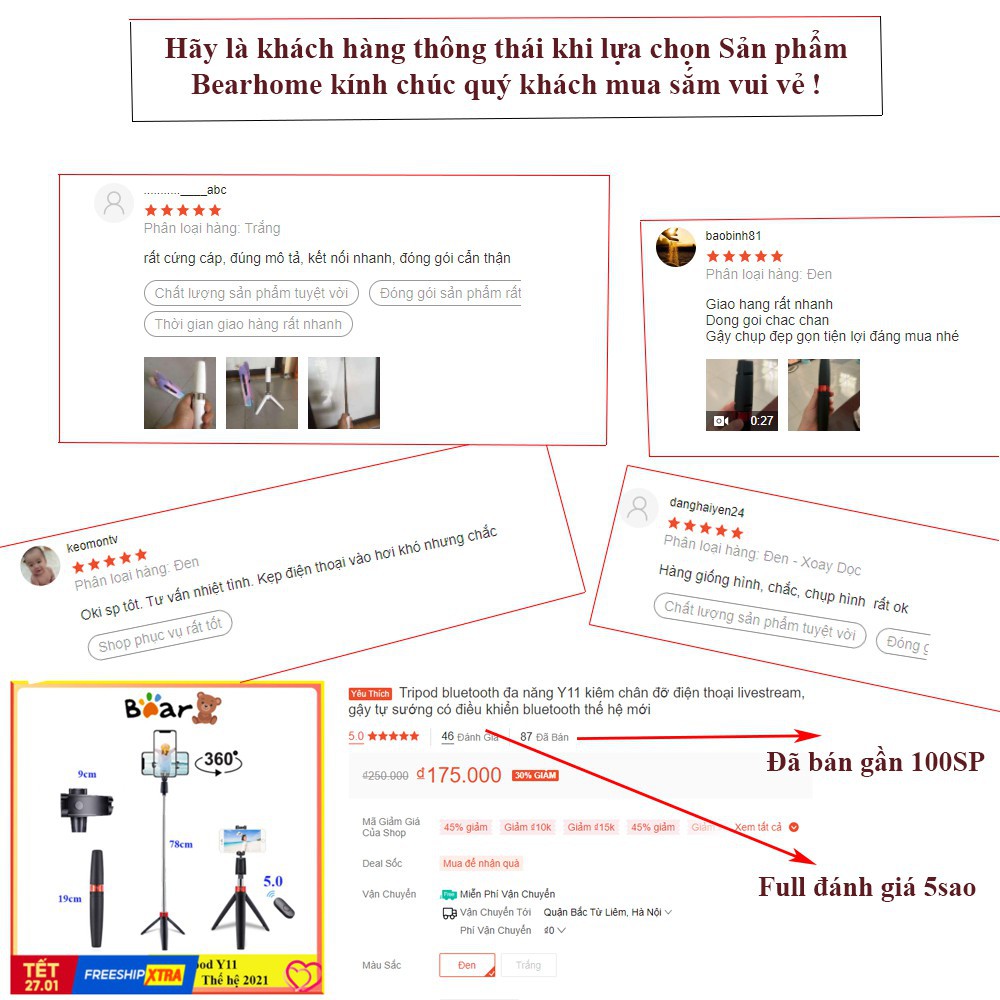 ♧♝Gậy tự sướng bluetooth và chân tripod livestream, quay tiktok cao cấp. Dài 80cm, dùng cho cả ios và an | BigBuy360 - bigbuy360.vn