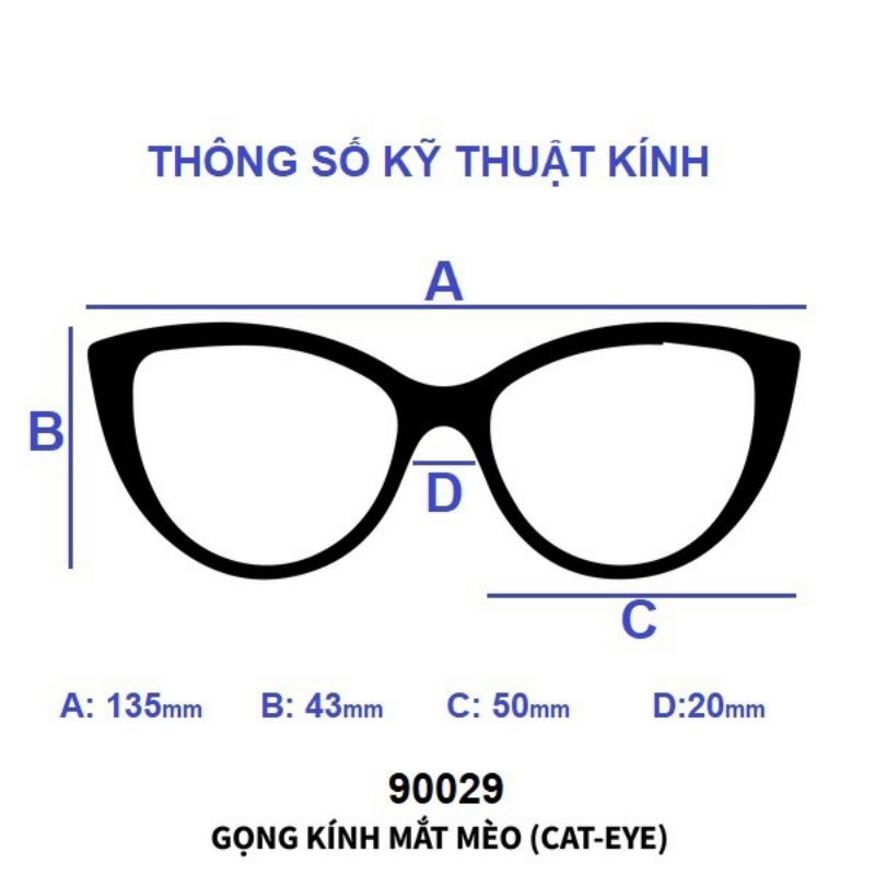 Gọng kính cận nữ kim loại, mắt mèo, nhiều màu - Y90029