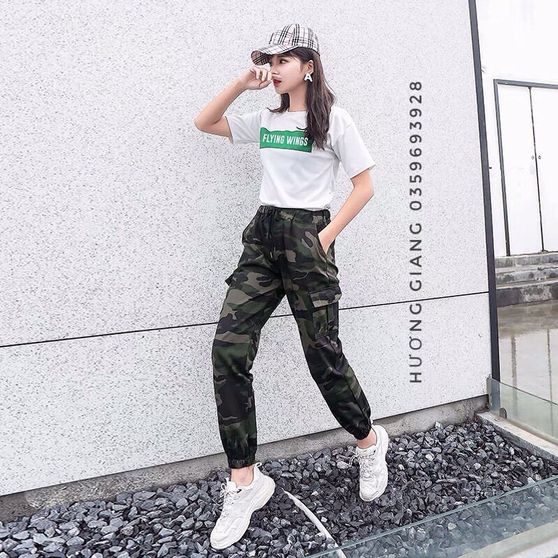 Quần jogger kaki nữ rằn ri lính siêu chất cao cấp