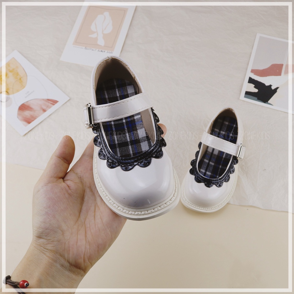 Giày da bóng phối viền họa tiết cho bé gái Zonekids - B17