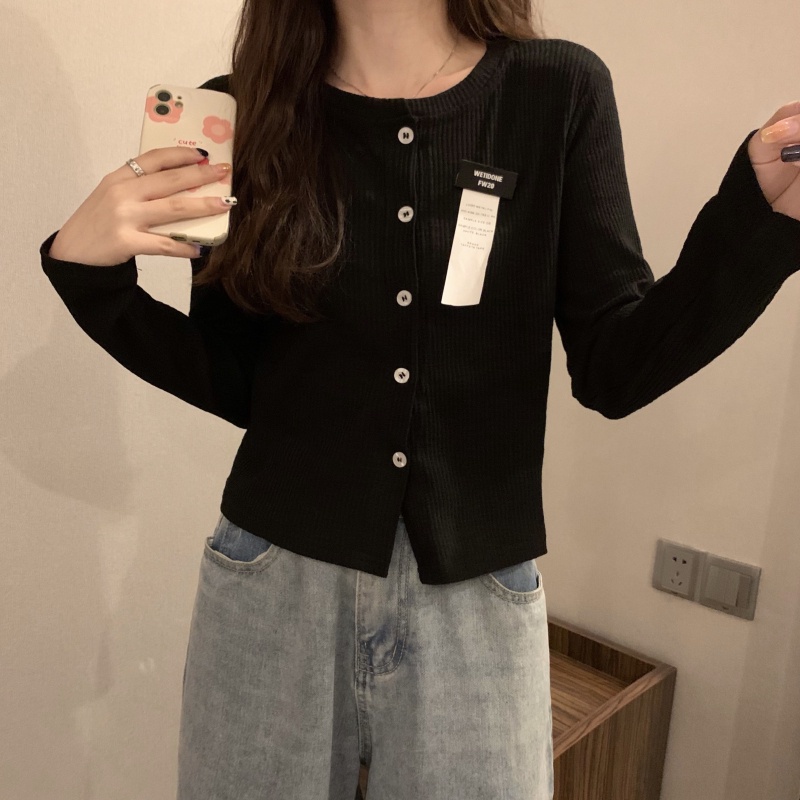 Áo khoác cardigan dệt kim PERTY màu trắng thiết kế mới phong cách Hàn Quốc thời trang mùa thu cho nữ