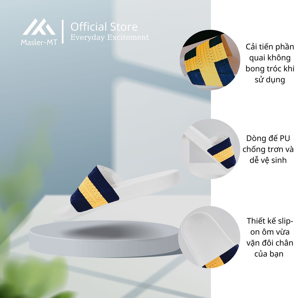 Dép bánh mì nam nữ đan mạch vàng dép quai ngang thương hiệu Masler MT với dòng đế chống nước và êm chân DMV