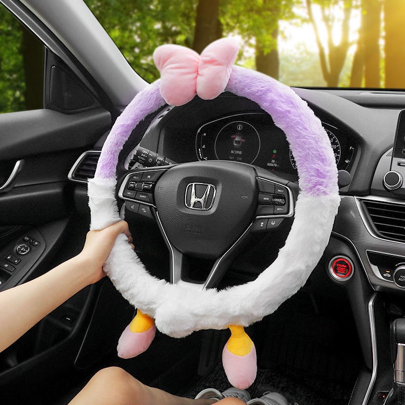 Bọc Vô Lăng. Vỏ Bọc Vô Lăng Xe Hơi Bằng Lông Nhung Họa Tiết Hoạt Hình Dễ Thương