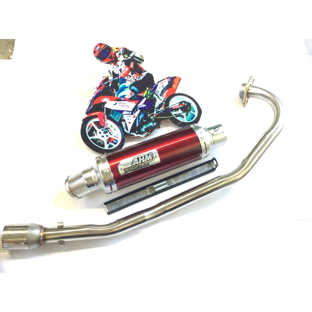 Bộ pô ahm đỏ full CỔ INOX THẲNG WAVE, SI, CUP, DREAM, EXCITER, WINER, SONIC, RAIDER FI, SATRIA, GSX