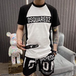  Áo Phông Cổ Tròn In DSQ 2 Phối Màu Trắng Đen 3716 
