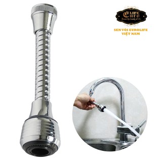 Đầu vòi tăng áp cần lò xo Inox Eurolife EL-VM02 (Trắng bạc)