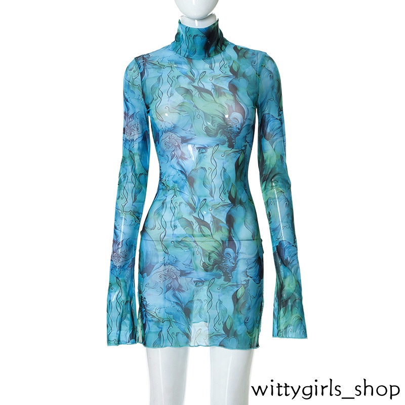 Cửa Hàng Wittygirls_ Shop | Đầm Cổ Tròn Tay Loe In Họa Tiết Thời Trang Mùa Hè Cho Nữ