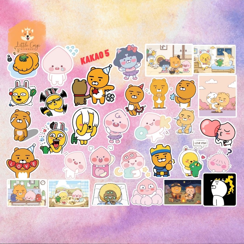 Set 30 hình dán sticker kakaotalk, kakao friends, LINE friends dễ thương trang trí sổ tay, toploader, máy tính