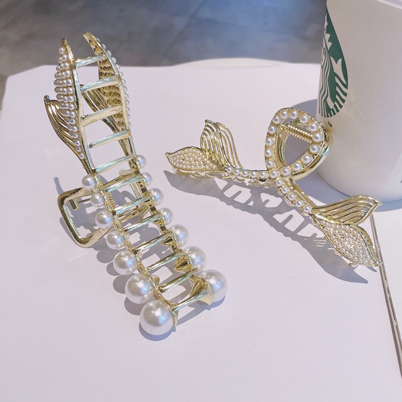 Kẹp Tóc Kim Loại Đính Ngọc Trai Giả Thời Trang Nữ