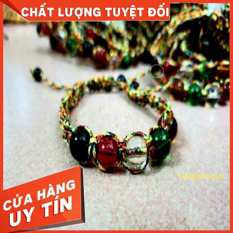 Vòng tay chỉ ngũ sắc kết hợp 5 hạt ngũ sắc nhà Phật bình an may mắn