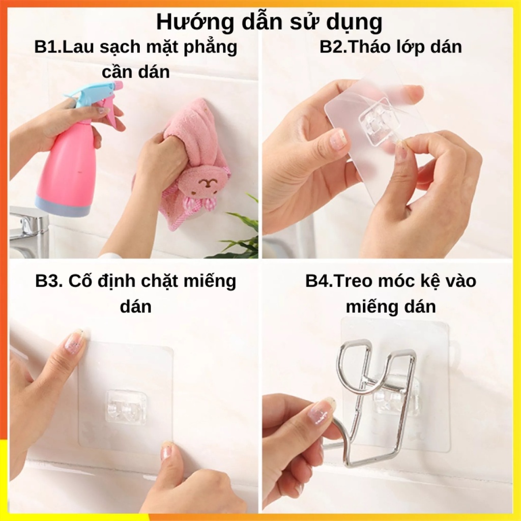 Combo 2 Móc treo thau chậu dán tường inox - Móc inox treo đồ dán tường đa năng - Móc treo đồ nhà bếp tiện lợi