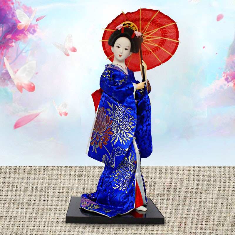 Búp Bê Geisha Mặc Kimono Lụa Kiểu Nhật Bản Dùng Trang Trí Nhà Cửa