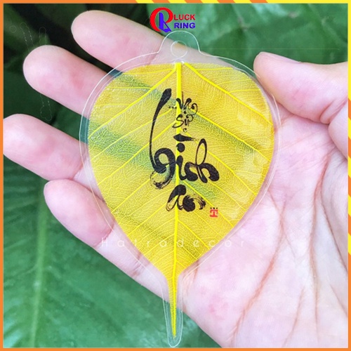 Lá bồ đề bình an may mắn tâm phật lá Tự Nhiên Quà Tặng ý nghĩa Treo ô tô/ốp Điện Thoại/Ví - Luck Ring