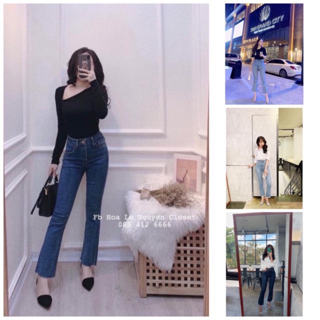 bán buôn quần bò loe xanh