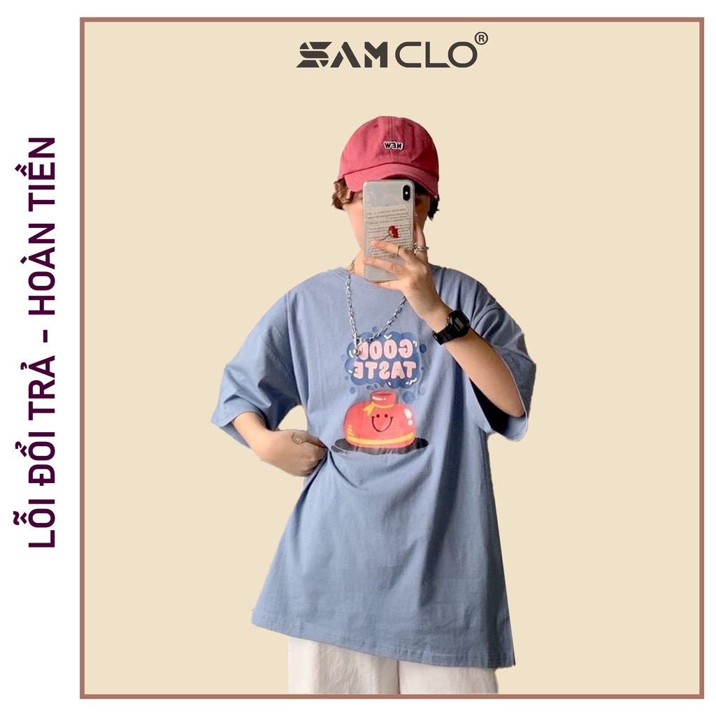 Áo thun tay lỡ nữ SAM CLO freesize phông form rộng dáng Unisex, mặc lớp, nhóm, cặp in chữ GOOD TASTE