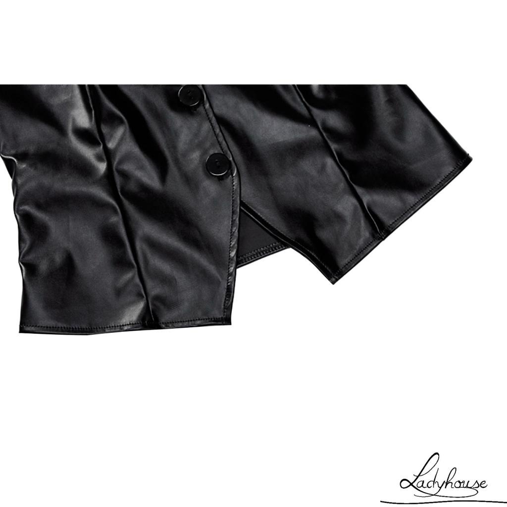 Áo corset da PU không dây cài nút màu trơn thời trang quyến rũ cho nữ