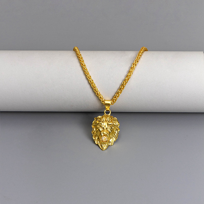 Dây chuyền thép không gỉ mặt đầu sư tử cá tính độc đáo cho nam