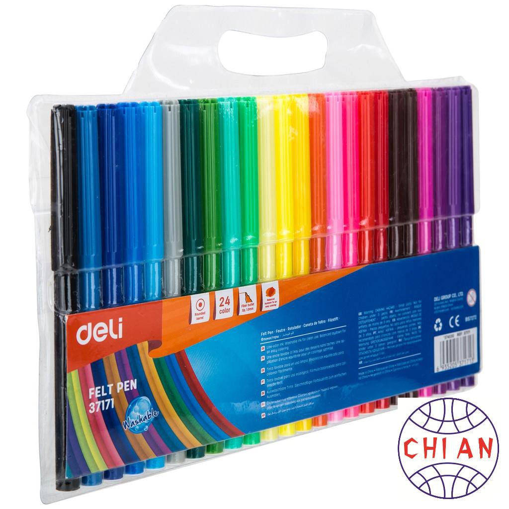Bút màu nước học sinh Deli, 1.0mm, 12 màu - 18 màu - 24 màu/hộp E37171 [Văn phòng phẩm Deli]