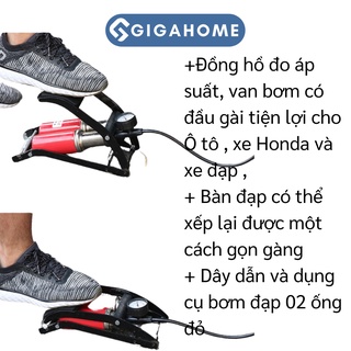 Bơm xe máy, ô tô đạp chân gigahome 2 piston - ảnh sản phẩm 3