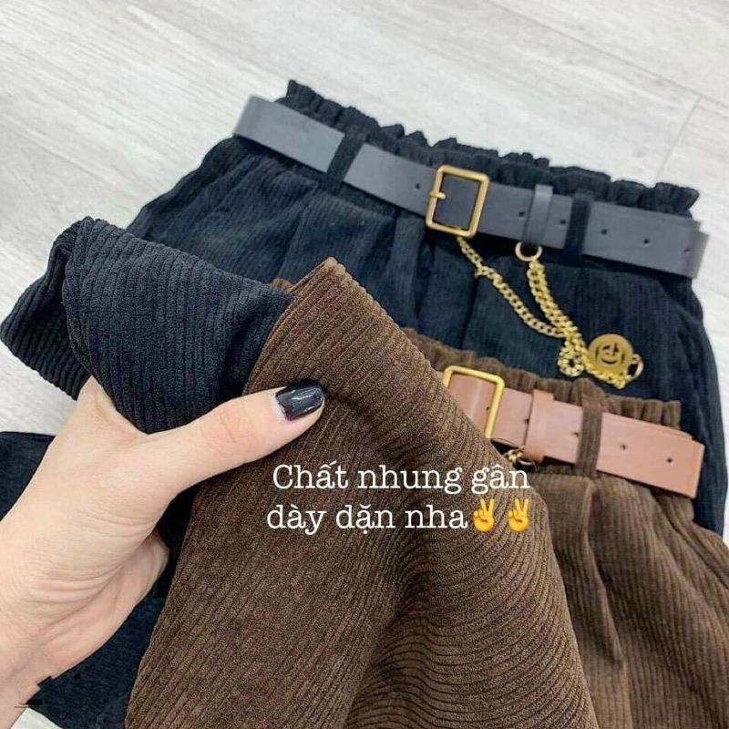 Quần baggy nhung kèm đai xích hàng QCL1