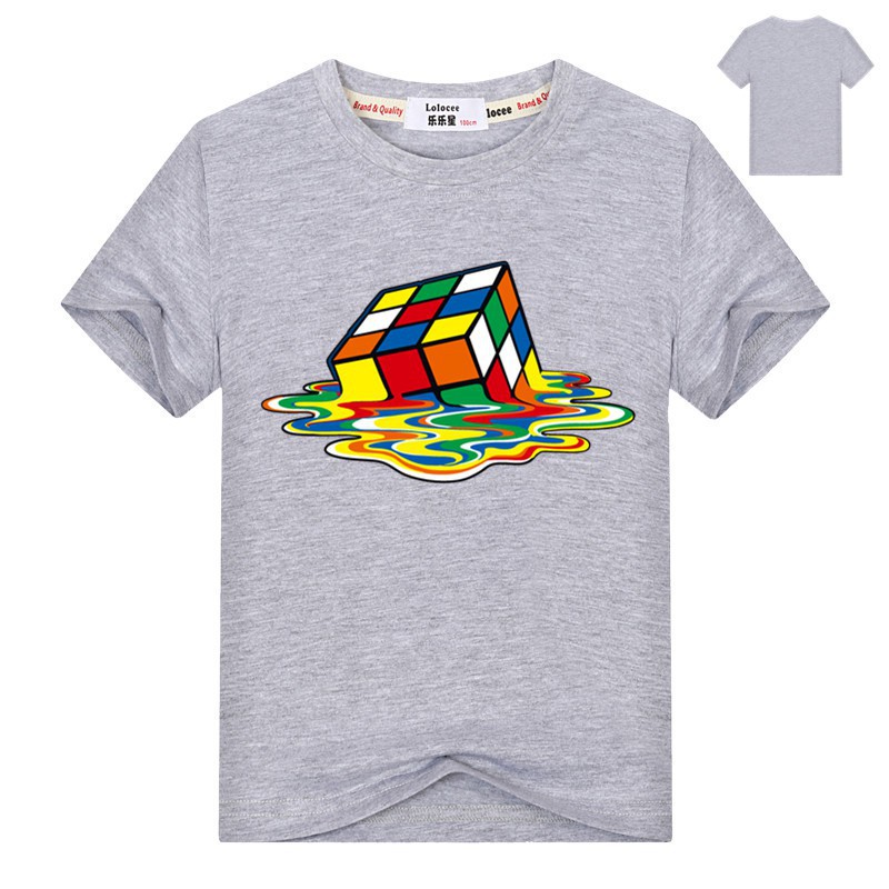 Áo thun ngắn tay in hình khối Rubik sáng tạo dành cho bé