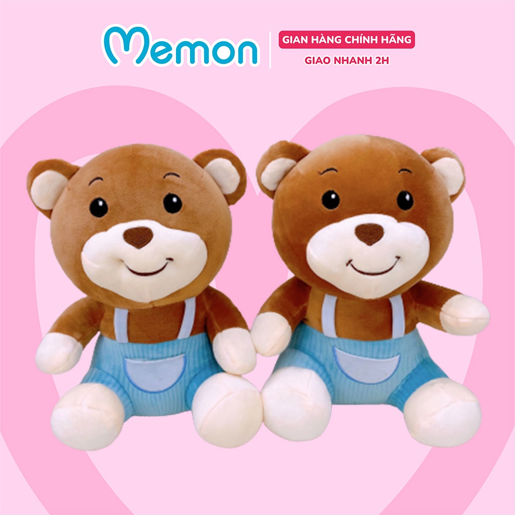 Gấu Bông Baby Đeo Yếm Thêu Túi Lông Mịn Cao Cấp Memon