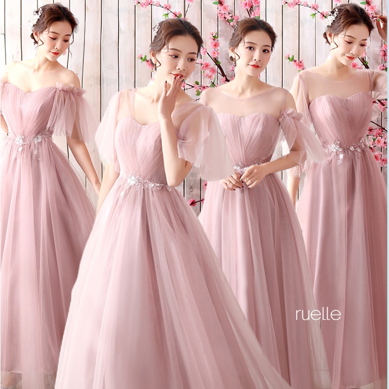 Váy phù dâu Nhóm chị gái Cổ tích Tính khí Hợp xướng Váy hồng dài phù dâu