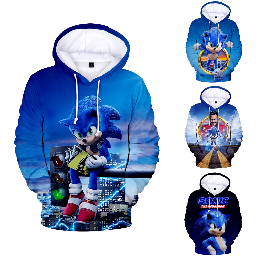 Sonic The Hedgehog Áo Hoodie In Hoạt Hình Sonic 3D Thời Trang Mùa Thu Dành Cho Trẻ