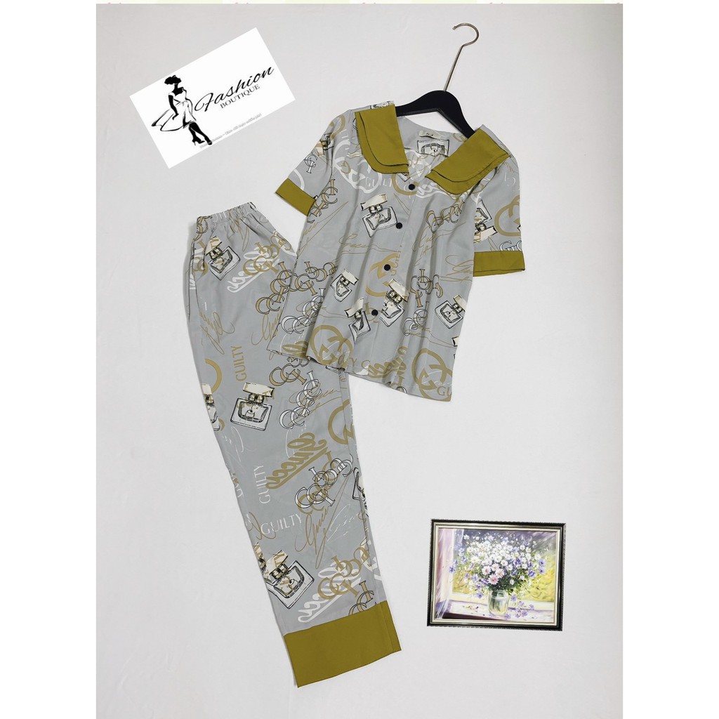 Đồ bộ pijama mặc nhà cho nữ chất Mango in hình GC , tay ngắn quần dài tiểu thư form rộng dễ thương Lokishop04 | WebRaoVat - webraovat.net.vn