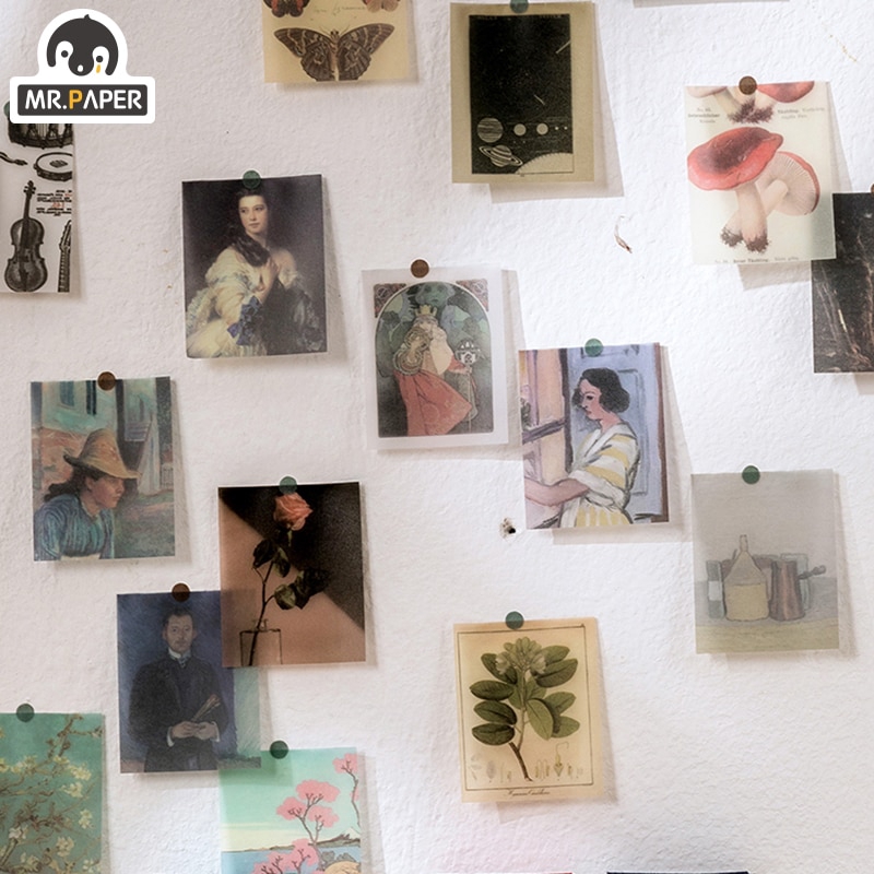 Xấp giấy hình có 366 trang mini phong cách Vintage trang trí thủ công