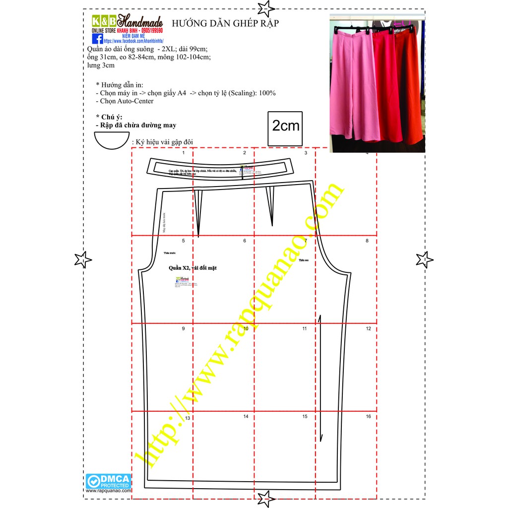 Rập giấy quần suông mặc áo dài cách tân (Bản vẽ)