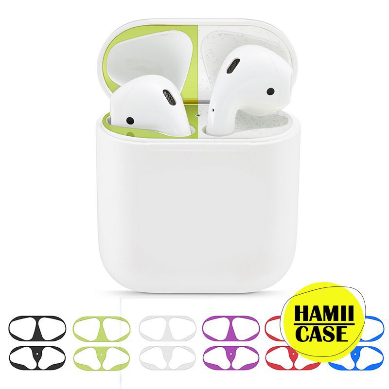 Miếng Dán Chống Bụi Airpod 1 2 Miếng Dán Kim Loại Chống Bám Bẩn Bảo Vệ AirPods 1 2