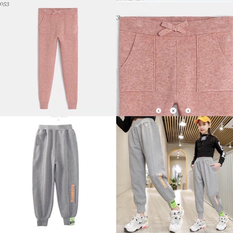 Quần nỉ da cá bé gái size to, quần nỉ bo gấu cho bé gái lớn, quần thể thao cho bé gái