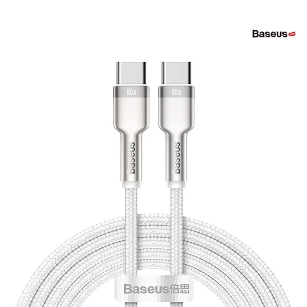 Cáp sạc đầu kim loại Baseus Metal Data Cable Type-C to Type-C (5A/20V/100W ), truyền dữ liệu 480Mbps, dây bọc dù, dài 1m