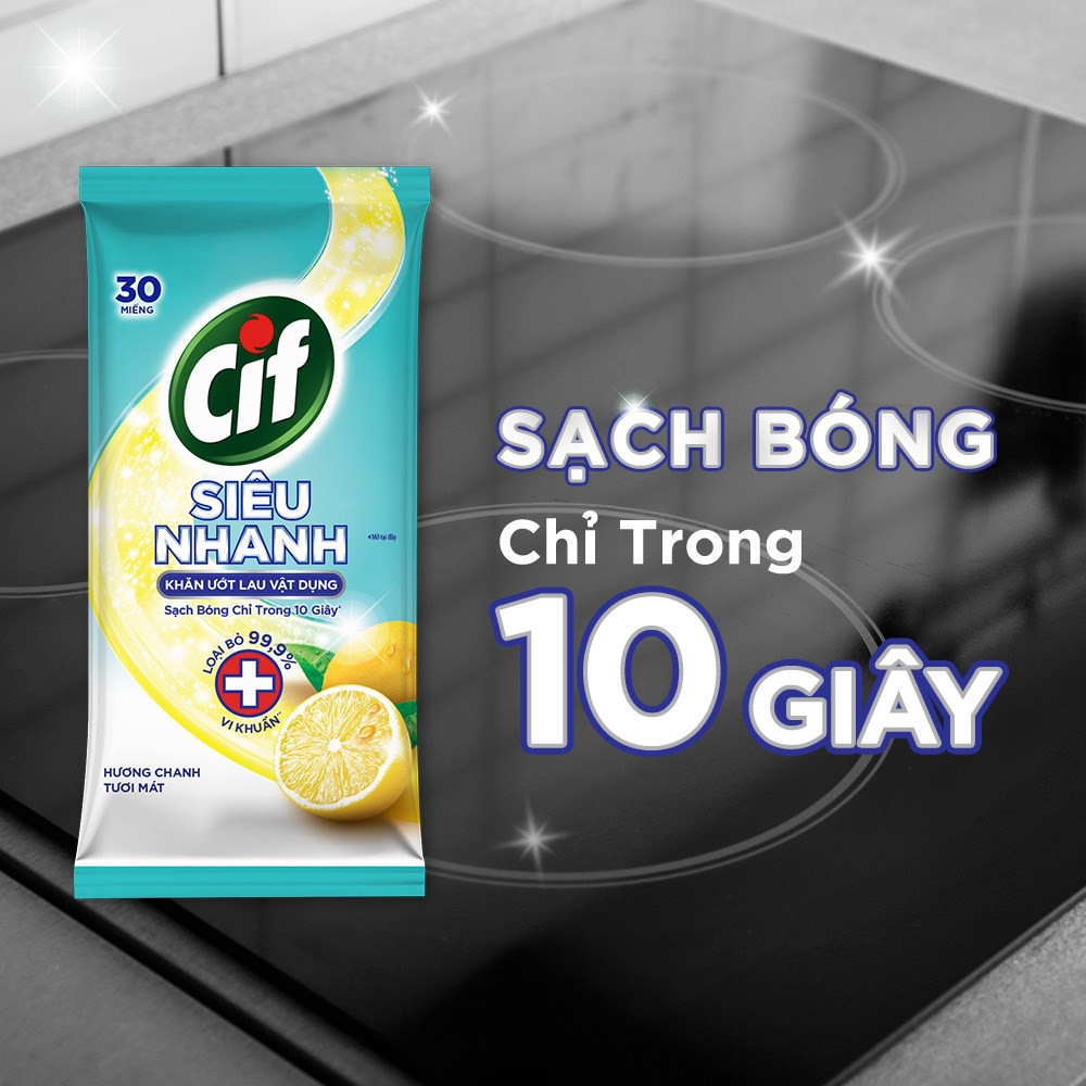 Khăn Ướt Lau Vật Dụng Cif Siêu Nhanh 30 miếng