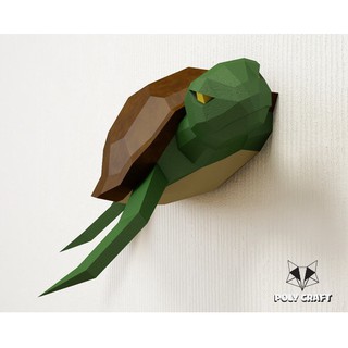 Mô hình giấy động vật decor trang trí tường Rùa biển 3D POLYCRAFT