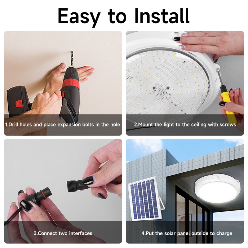 Đèn trần CHUANGYANG năng lượng mặt trời 60W 100W 200W 300W 500W IP65 nhiều màu sắc điều khiển từ xa tiện lợi