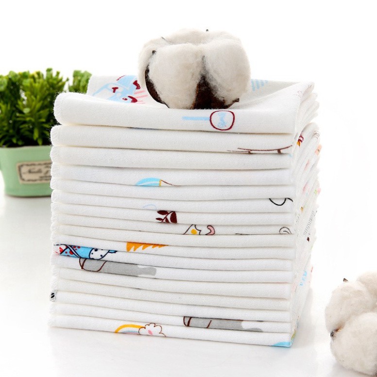 Set 5 khăn sữa cho bé vải cotton cao cấp, size 25cm x 25cm, khăn sữa cho bé sơ sinh mềm mại, an toàn thấm hút tốt