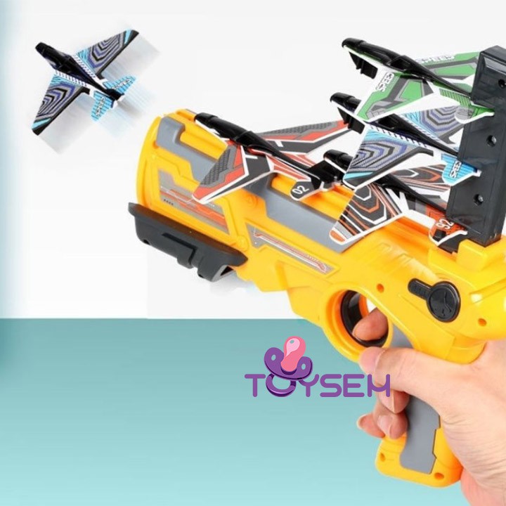 Đồ chơi máy bắn máy bay Toysem độc đáo cho trẻ từ 3 tuổi - Trò chơi vận động phóng máy bay lượn - Quà tặng sinh nhật
