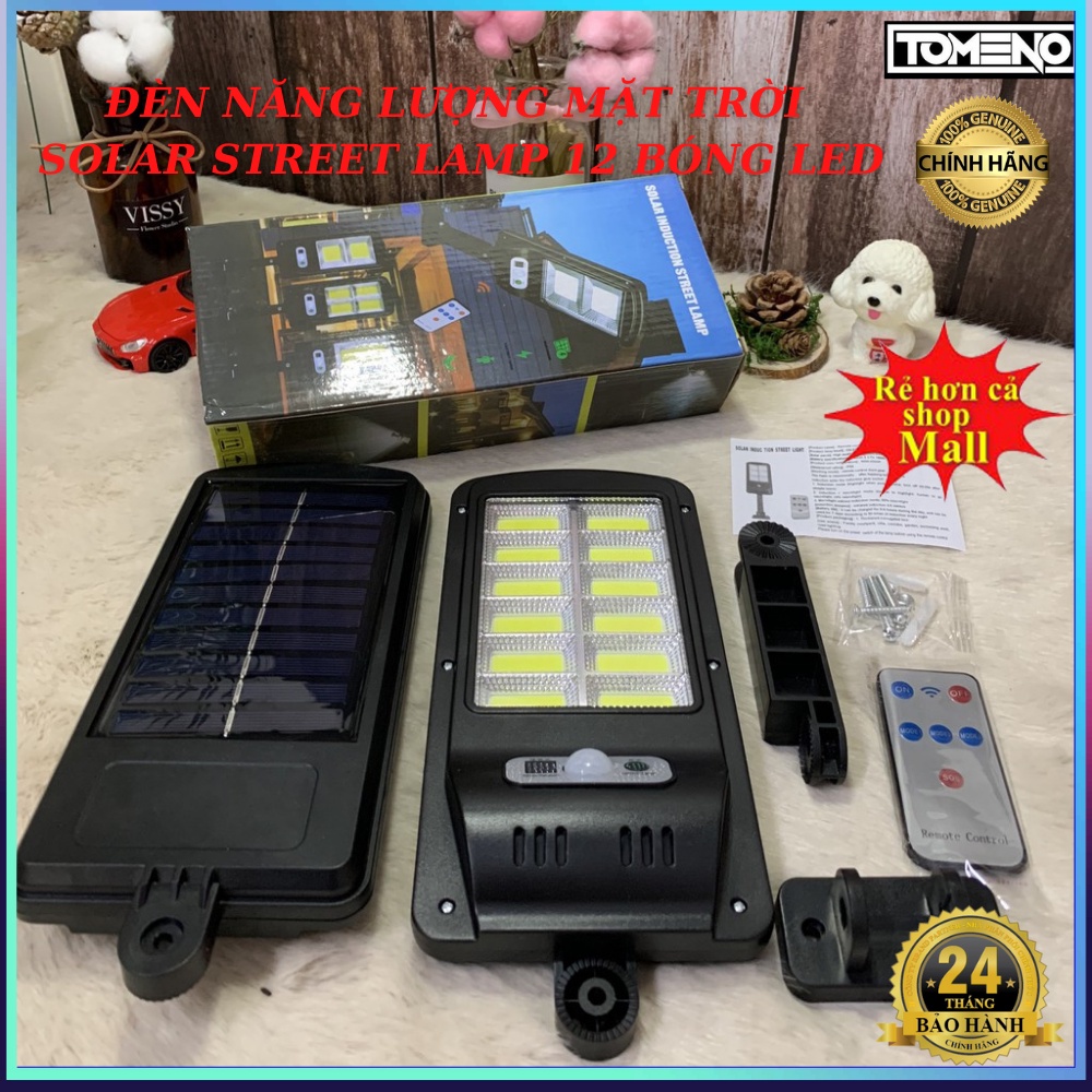Đèn Năng Lượng Mặt Trời Solar Street Lamp 12 Bóng Led 60w Cảm Biến Chuyển Động Kèm Điều Khiển Tắt Bật Từ Xa