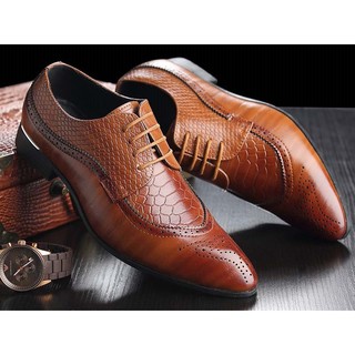 Giày Công Sở Nam Lịch Lãm Vân Cá Sấu - BT33 Màu Nâu