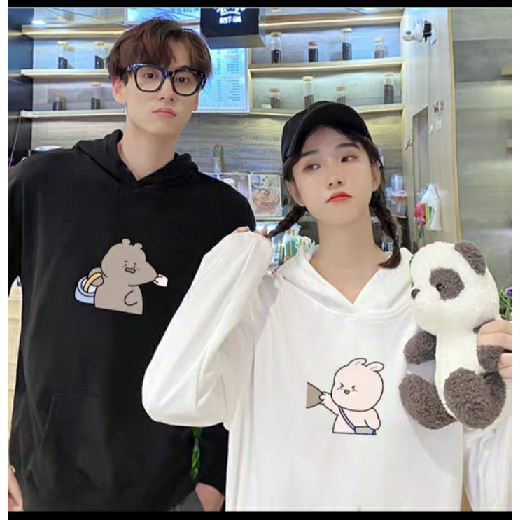 Áo hoodie đôi ( giá bán 2 cái ) gấu véo má, chất nỉ bông mịn , dày 105 | BigBuy360 - bigbuy360.vn