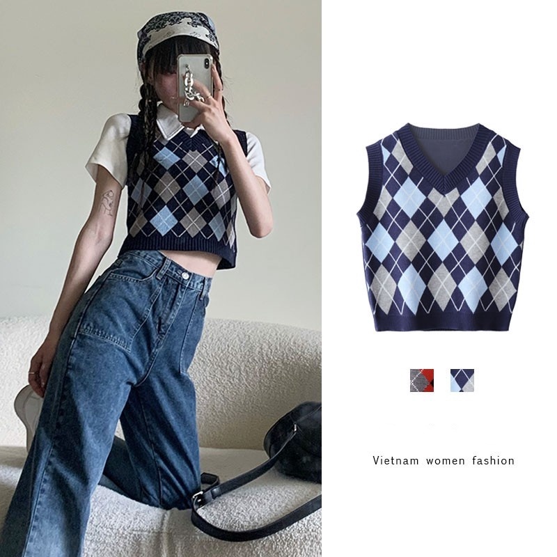 Spring98 Áo Vest Spring Kẻ Sọc Caro Thời Trang Cho Nữ (D1-1-1) | BigBuy360 - bigbuy360.vn