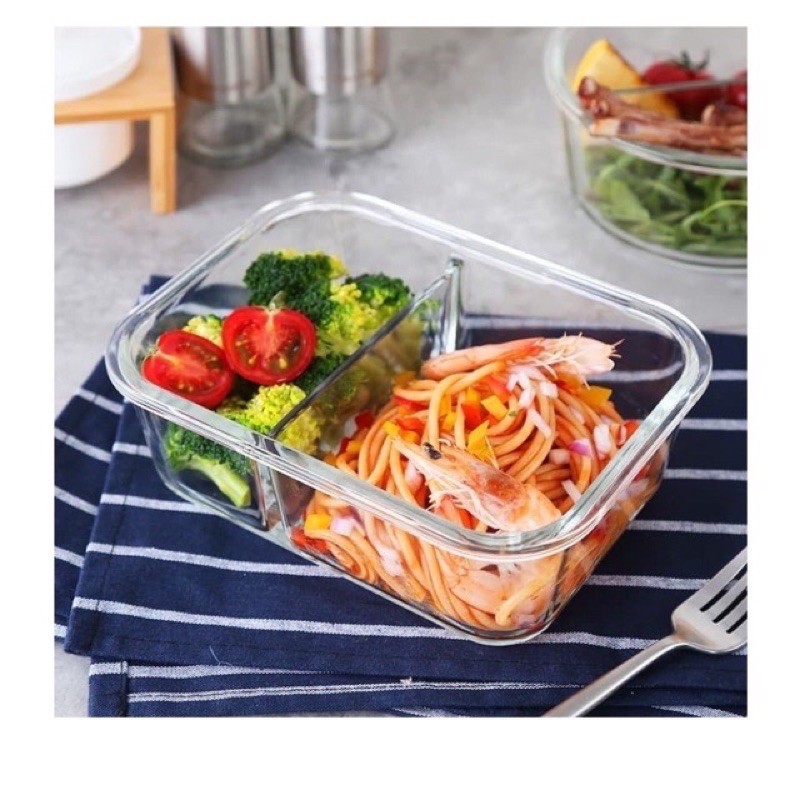 Hộp đựng thức ăn thủy tinh glassFood container đầy