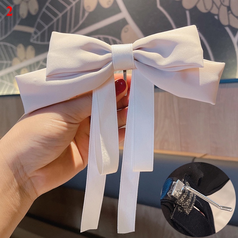 Kẹp Tóc Nơ Màu Trắng/Đen Cho Nữ