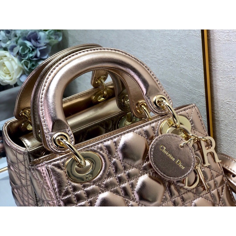 Túi xách/đeo chéo size nhỏ da thật cao cấp thương hiệu Dior CD Lady Mini size 17cm hàng vip