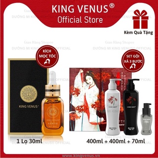 1 lọ kích mọc tóc king venus 30ml và bộ dầu gội xả king venus 3 bước chăm sóc phục hồi tóc đa tầng 870ml